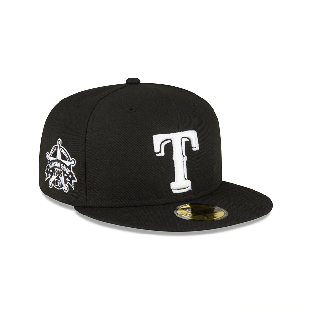 NEW ERA TEXAS RANGERS ALL-STAR SIDEPATCH 59FIFTY FITTED-BLACK AND WHITE