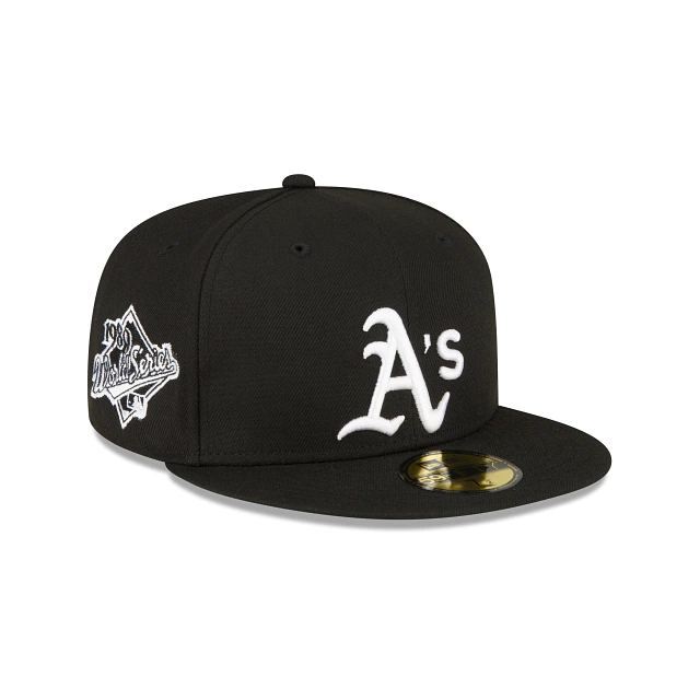 NEW ERA OAKLAND ATHLETICS 1889 WORLD SERIES SIDE PATCH 59FIFTY FITTED-BLACK/WHITE