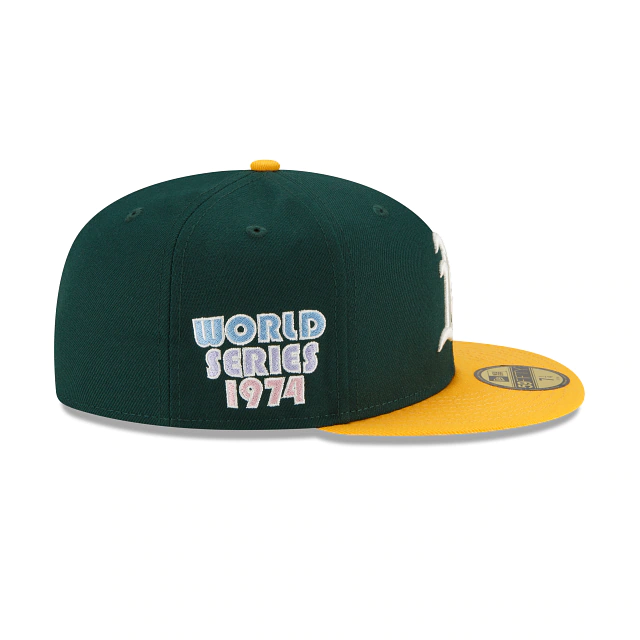 New Era Oakland Athletic1974 WORLS SERIES PATCH POP SWEAT 59Fifty Fitted Hat-GREEN