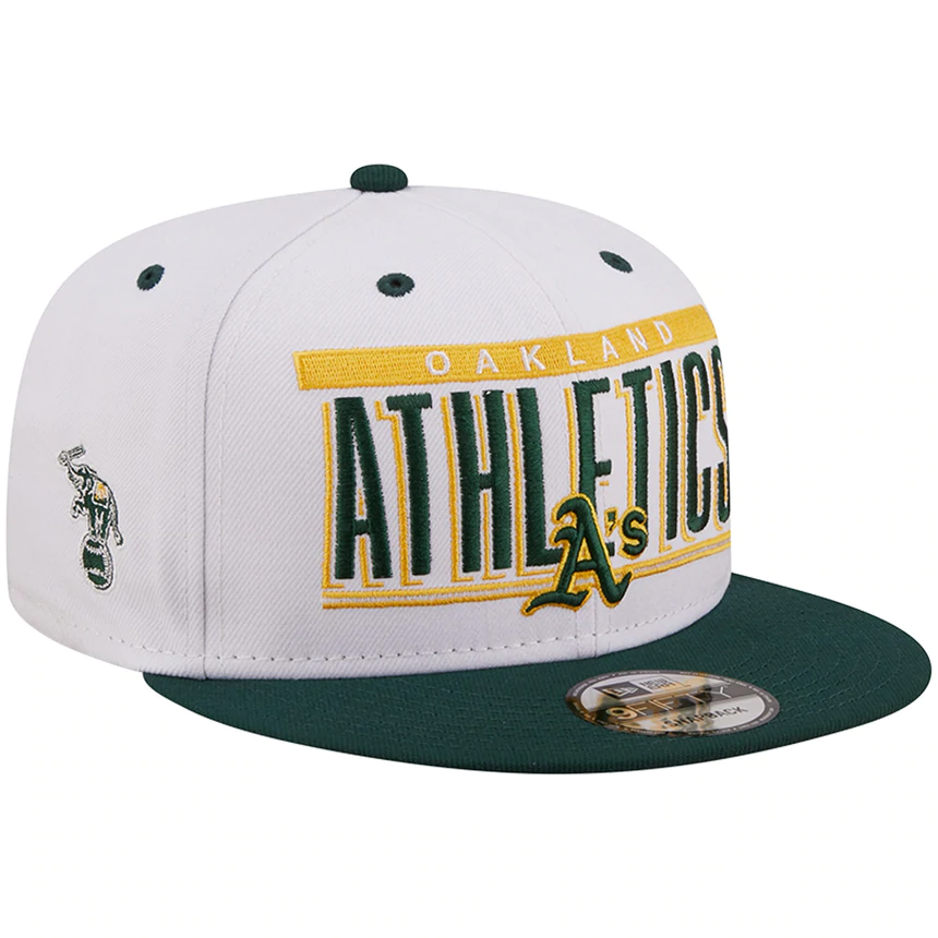 New Era Oakland Athletics Retro Title 9FIFTY Snapback Hat - White/Green