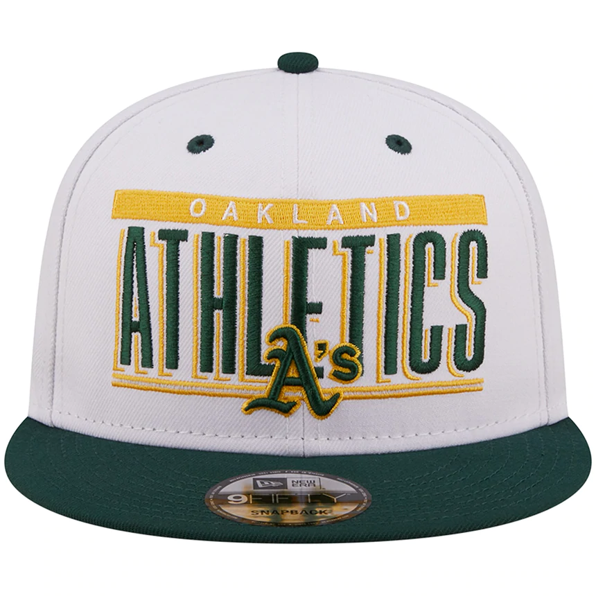 New Era Oakland Athletics Retro Title 9FIFTY Snapback Hat - White/Green