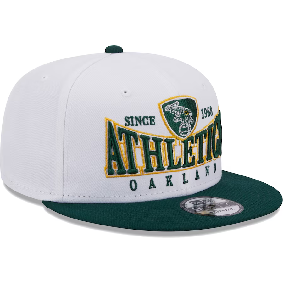 New Era Oakland Athletics Dodgers Crest 9FIFTY Snapback Hat - White/Green