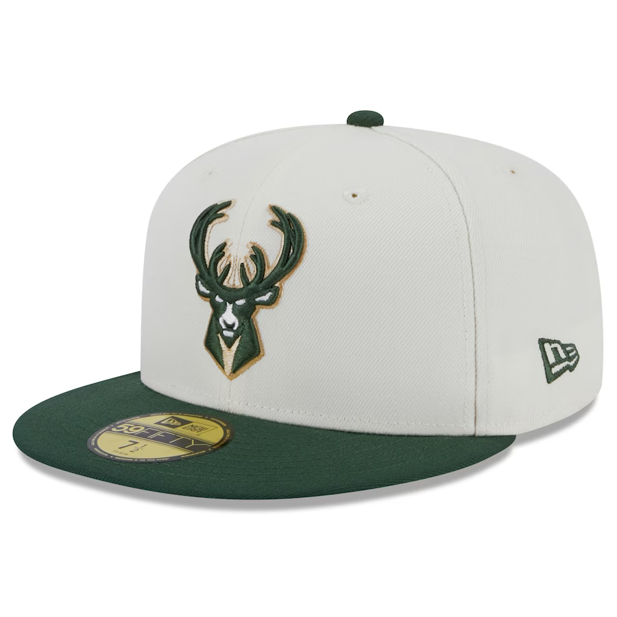 New Era Milwaukee Bucks Eastern Conference Side Patch Throwback White 59FIFTY Fitted