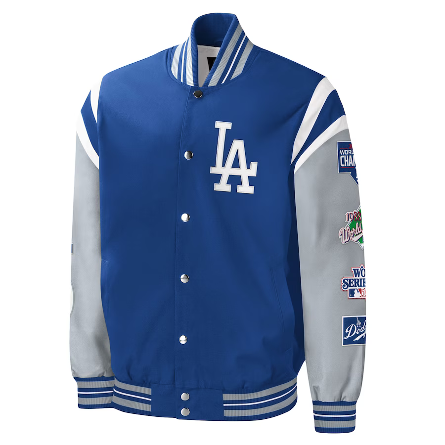 GIII Los Angeles Dodgers  by Carl Banks Title Holder Full-Snap Varsity Jacket - Royal