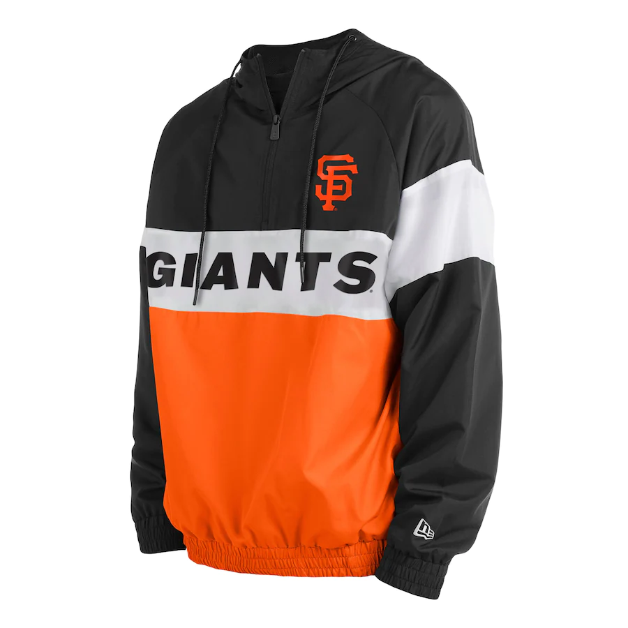 New Era Men's San Francisco Giants Raglan Quarter Zip Hoodie-Orange