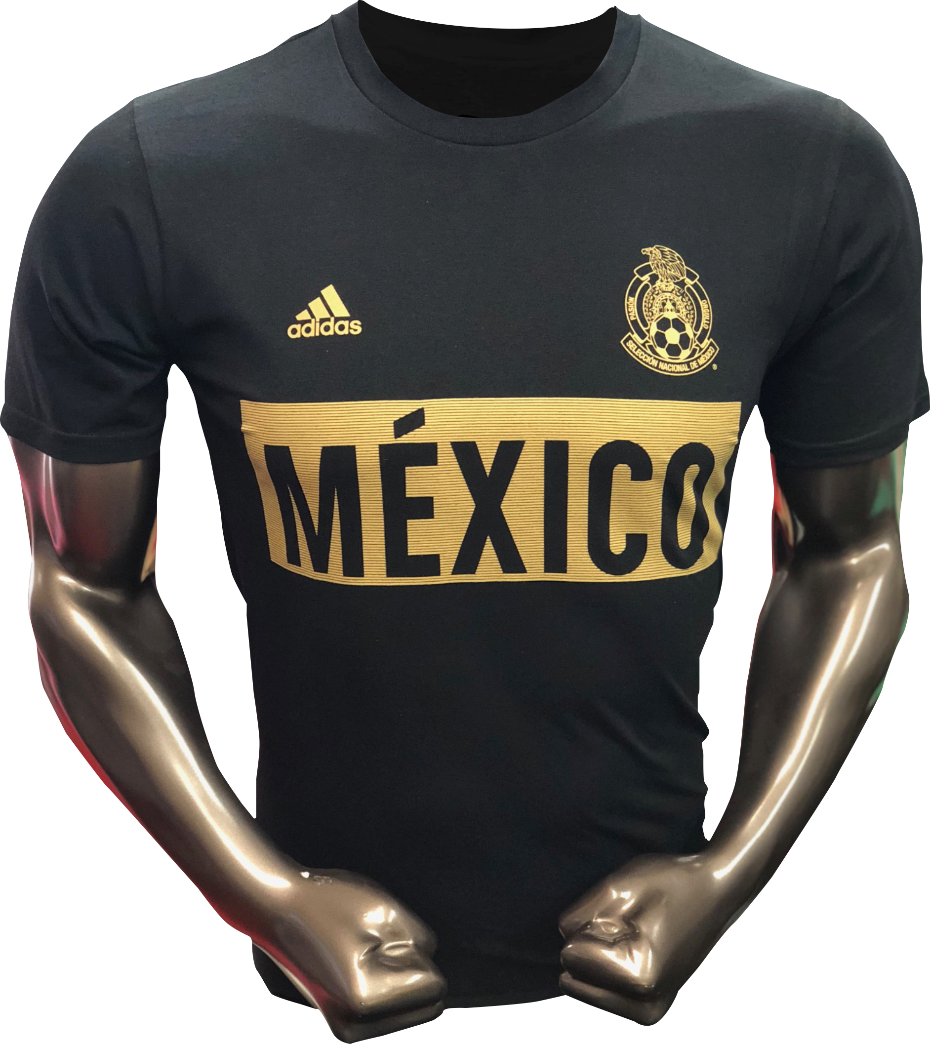ADIDAS MEXICO STRIPES BAR T-SHIRT-BLACK/GOLD