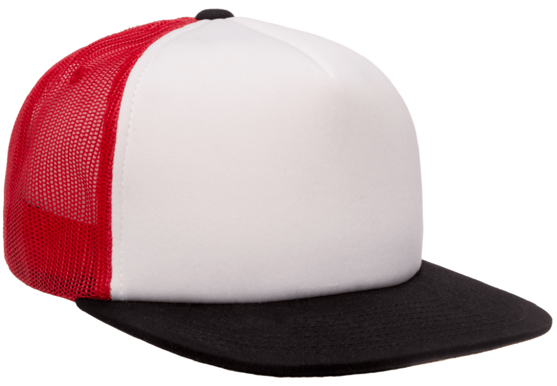 Classics™ Flat Bill Foam Trucker Cap-Red/White/Black