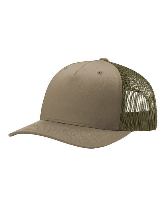 Snapback Trucker Cap -Pale Khaki/Loden Green