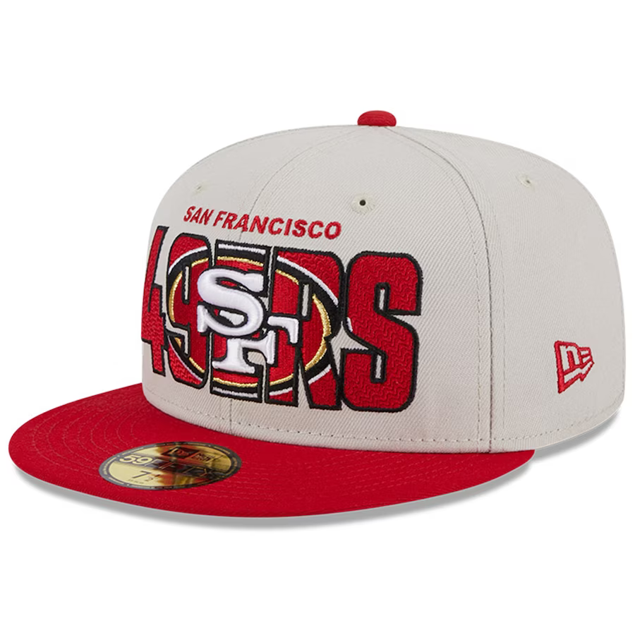 New Era San Francisco 49ers 2023 NFL Draft On Stage 59FIFTY Fitted Hat - Stone/Scarlet