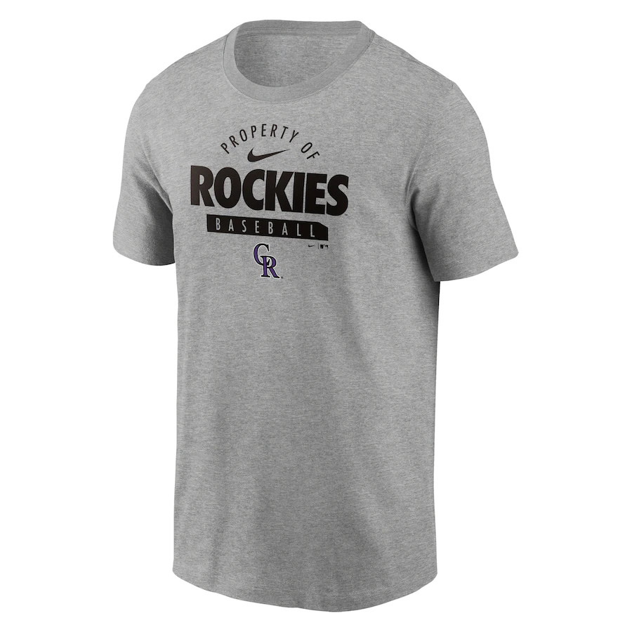 Nike Colorado Rockies Primetime Property Of Practice T-Shirt - Heathered Gray
