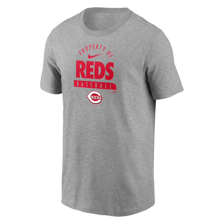 Nike Cincinnati Reds Primetime Property Of Practice T-Shirt - Heathered Gray