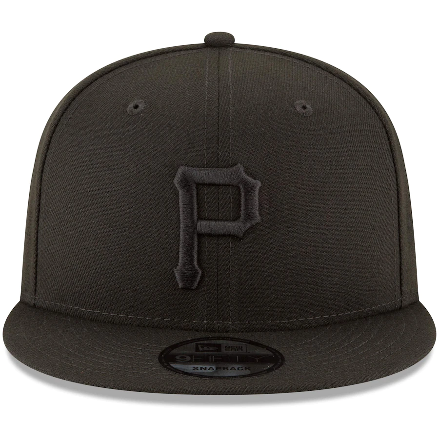 Pittsburgh Pirates New Era Black on Black 9FIFTY Team Snapback Adjustable Hat - Black