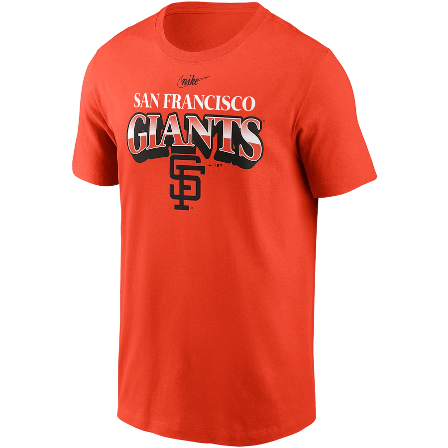 Nike San Francisco Giants Cooperstown Collection Rewind Arch T-Shirt - Orange