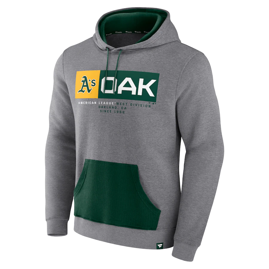 Oakland Athletics Fanatics Branded Iconic Steppin Up Fleece Pullover Hoodie - Heathered Gray