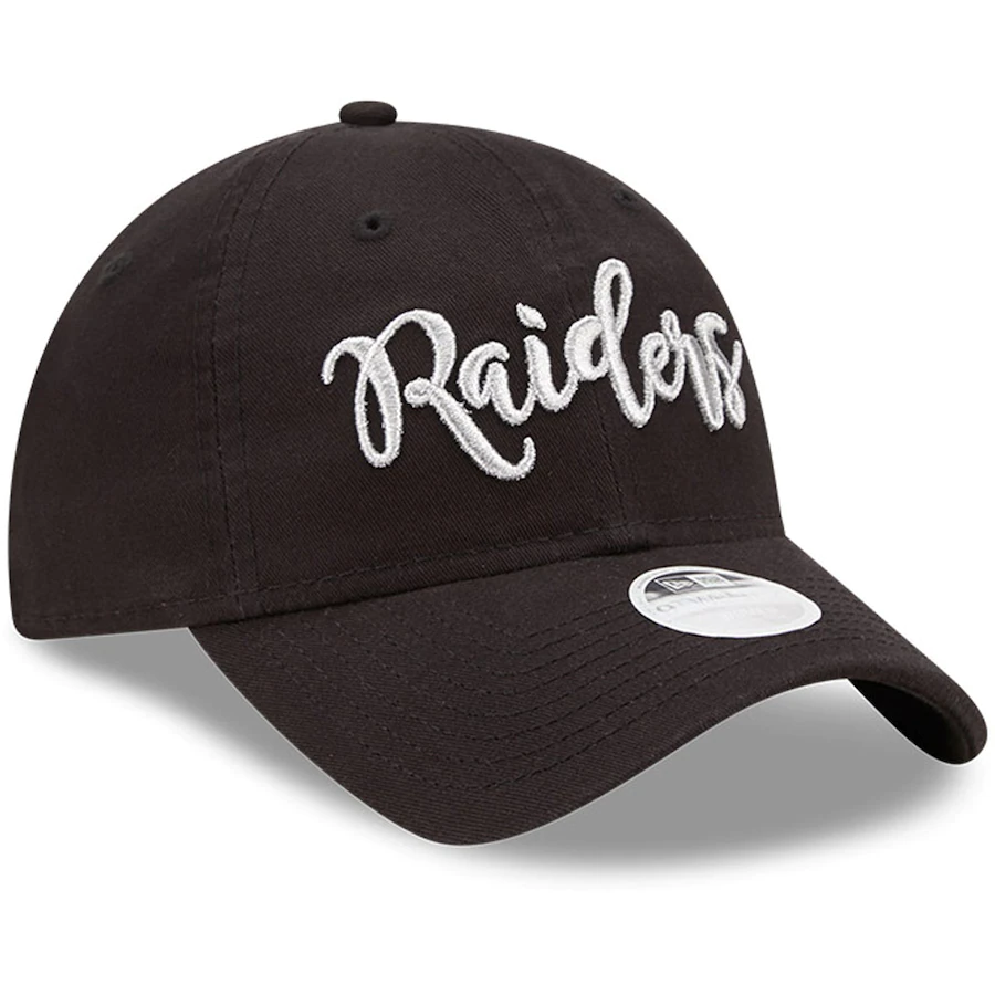 Women's Las Vegas Raiders New Era Black Script 9TWENTY Adjustable Hat