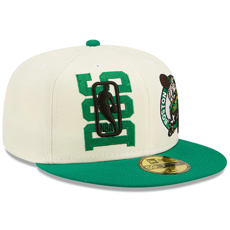 Boston Celtics New Era 2022 NBA Draft 59FIFTY Fitted Hat - Cream/Kelly Green