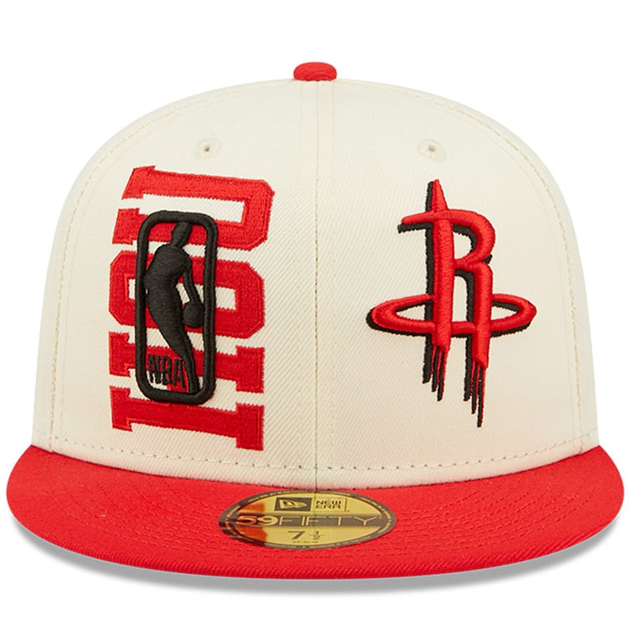 Houston Rockets New Era 2022 NBA Draft 59FIFTY Fitted Hat - Cream/Red