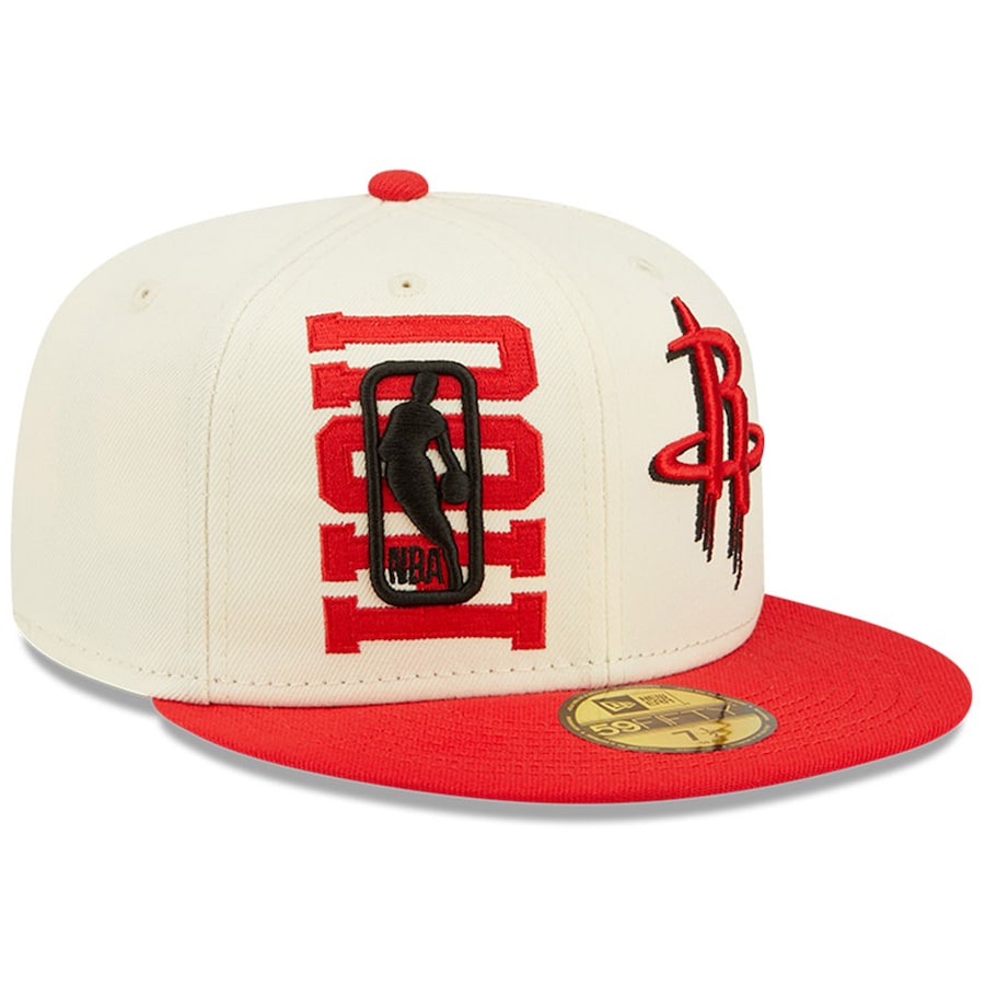 Houston Rockets New Era 2022 NBA Draft 59FIFTY Fitted Hat - Cream/Red