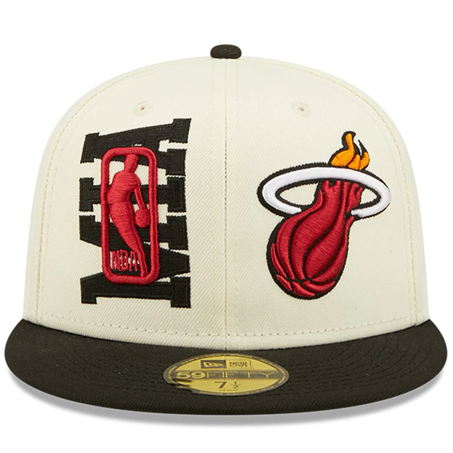 Miami Heat New Era 2022 NBA Draft 59FIFTY Fitted Hat - Cream/Black