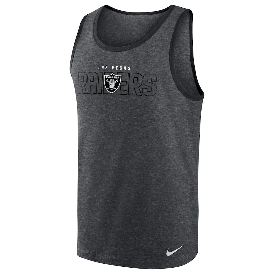 Nike Men's Las Vegas Raiders Tri-Blend Tank Top-Heathered Charcoal