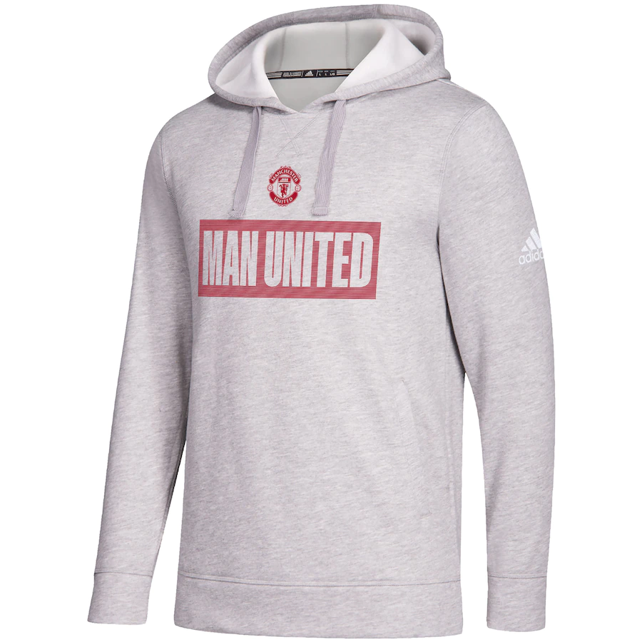 Adidas Manchester United Heathered Gray Box Pullover Hoodie