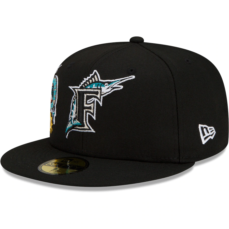 Miami Marlins New Era City Cluster 59FIFTY Fitted Hat - Black