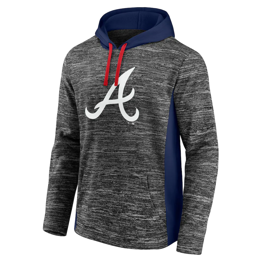 Atlanta Braves Fanatics Branded Instant Replay Colorblock Space-Dye - Pullover Hoodie - Charcoal/Navy