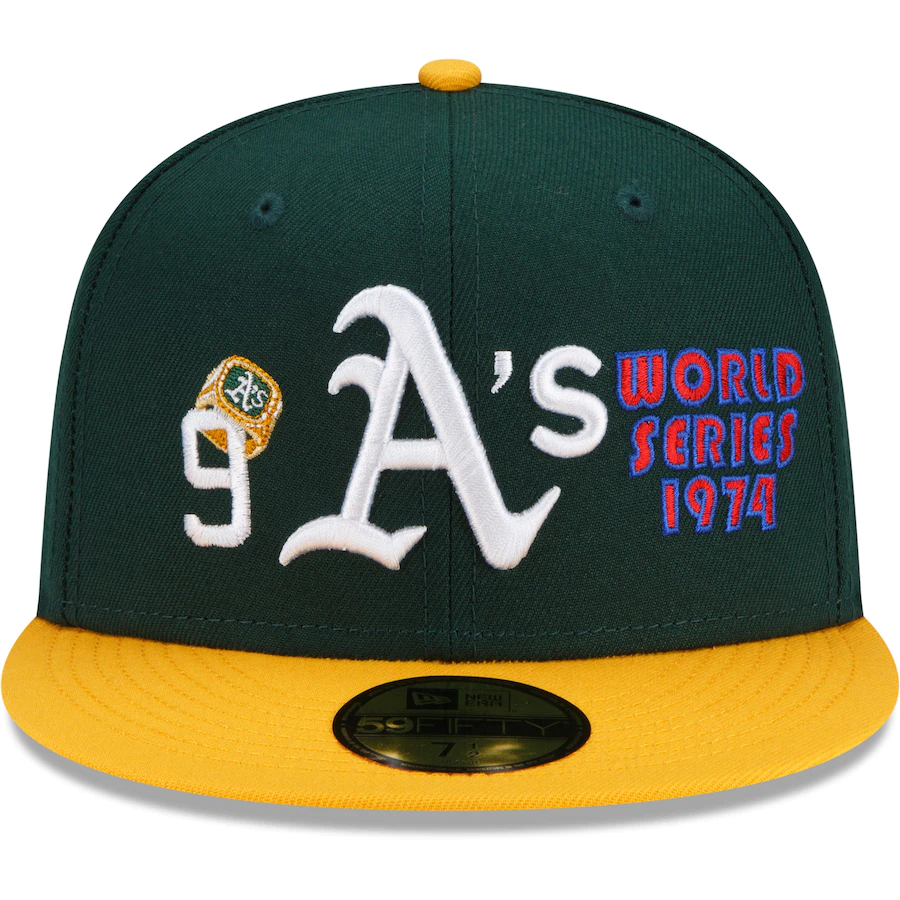 Oakland Athletics New Era Green 9x World Series Champions Count the Rings 59FIFTY Fitted Hat