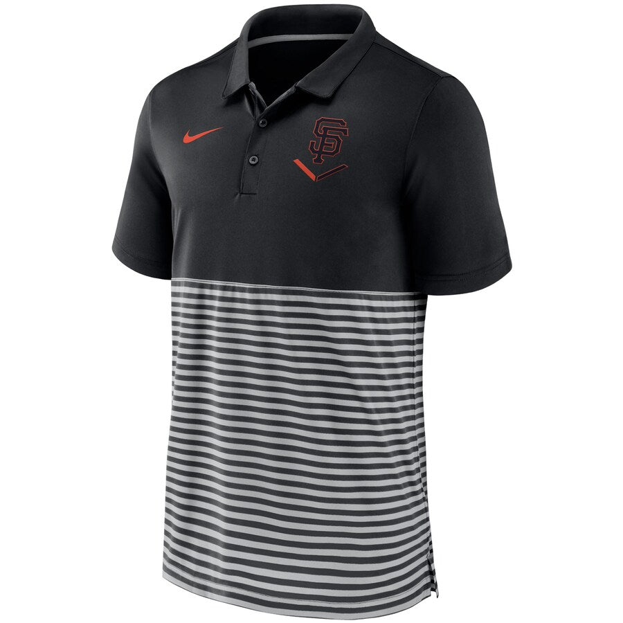 Nike San Francisco Giants Home Plate Striped Polo - Black/Gray