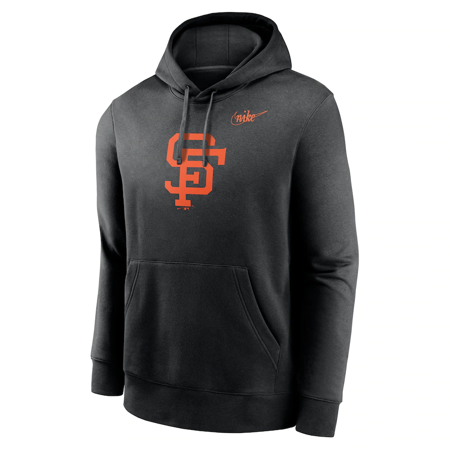 Nike Men's San Francisco Giants Cooperstown Collection Logo Club Pullover Hoodie-Black
