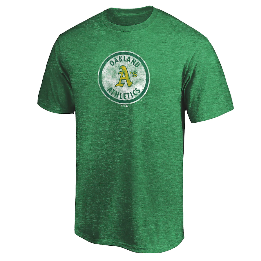 Oakland Athletics Fanatics Branded True Classics Throwback Logo Tri-Blend T-Shirt - Kelly Green