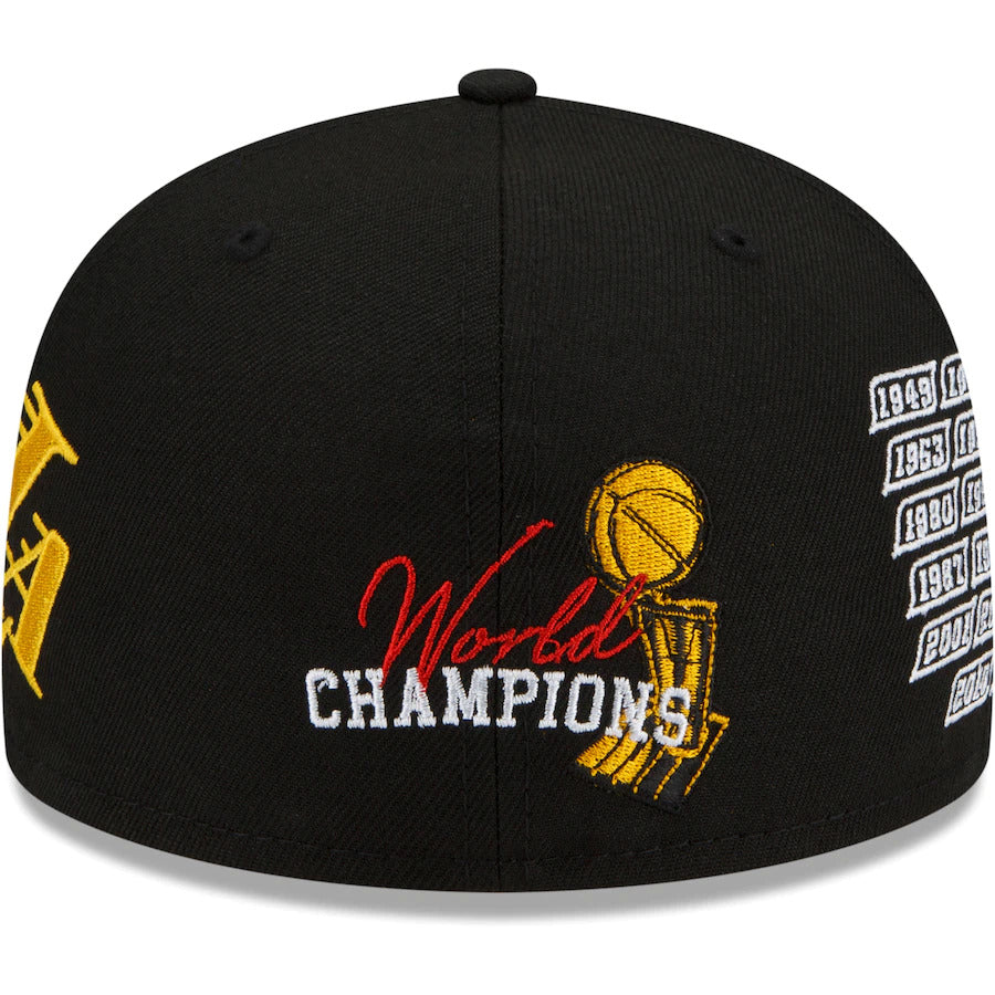 Los Angeles Lakers New Era 17x World Champions Count the Rings 59FIFTY Fitted Hat - Black