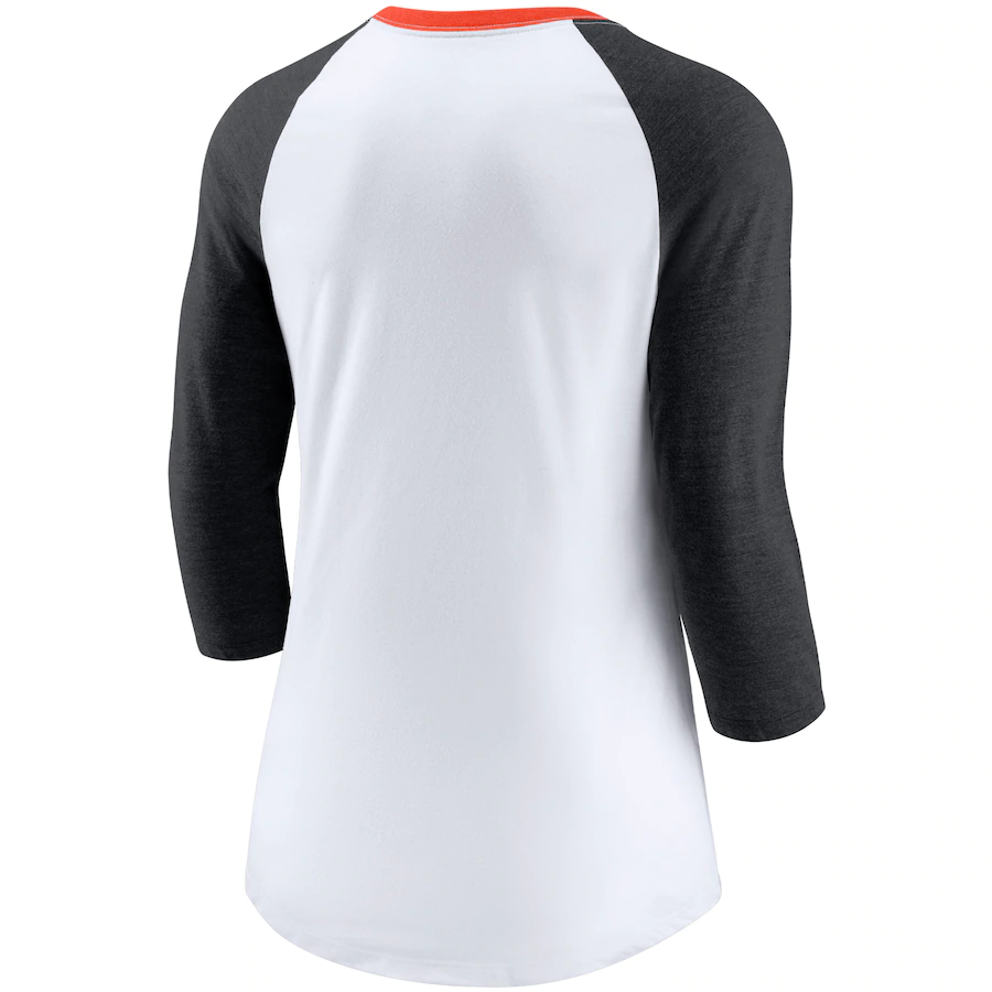 Nike San Francisco Giants Women's Color Split Tri-Blend 3/4-Sleeve Raglan T-Shirt - White/Heathered Black