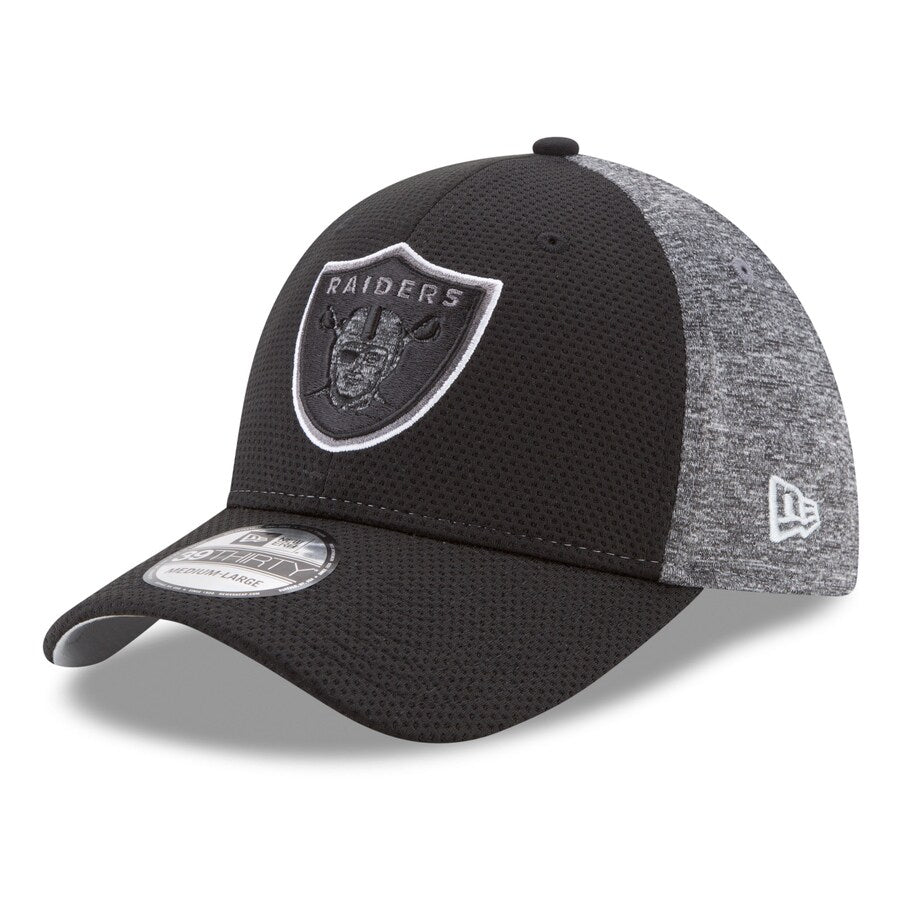 Las Vegas Raiders New Era Fierce Fill 39THIRTY Flex Hat - BLACK/GREY nvsoccer.com the coliseum