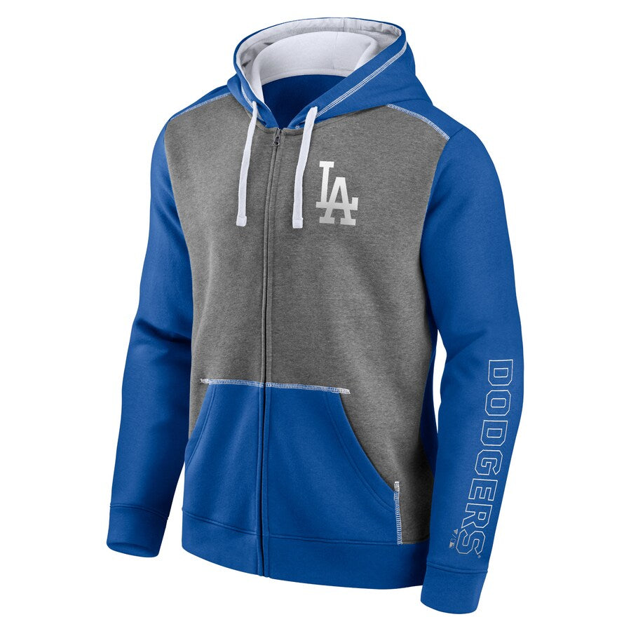 Los Angeles Dodgers Fanatics Branded Gray Expansion Team Full-Zip Hoodie-Royal/Heathered