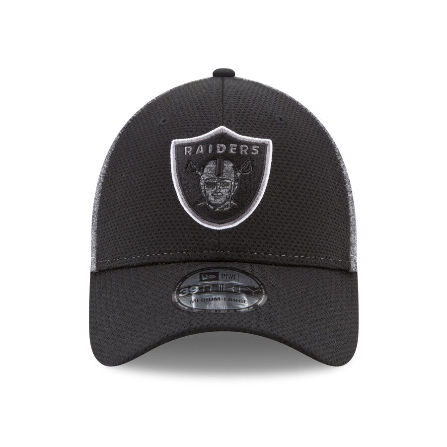Las Vegas Raiders New Era Fierce Fill 39THIRTY Flex Hat - BLACK/GREY nvsoccer.com the coliseum